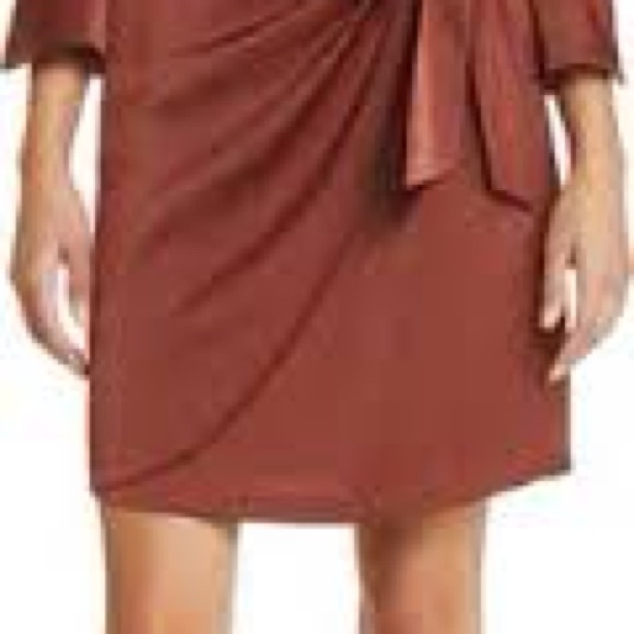 NWT Vince Camuto Satin Overlap Shirtdress - Copper - Size 12 - Picture 6 of 8